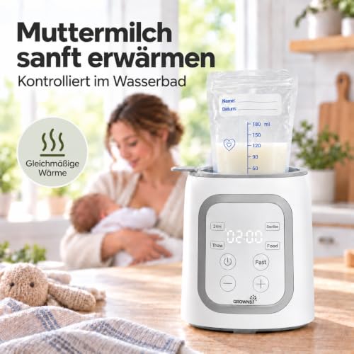 Detalle 1 de GROWNSY Flaschenwärmer für Babyflaschen mit 1-°C-Regelung und Wasserbad