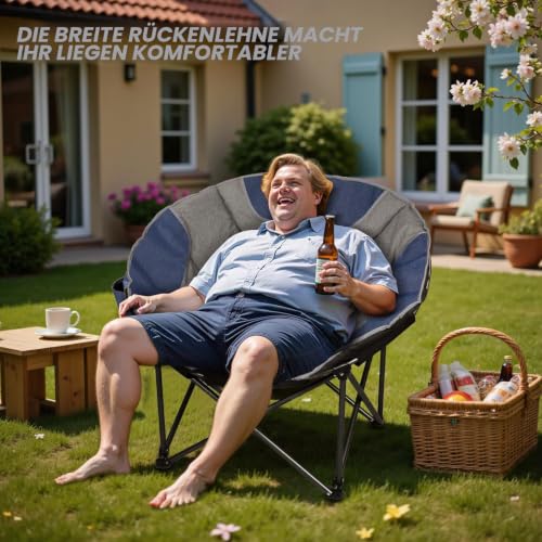 Detalle de Northroad Übergroßer Camping Mondstuhl – Gepolsterter Faltstuhl mit Rücklehne, Tragfähigkeit bis 227 kg