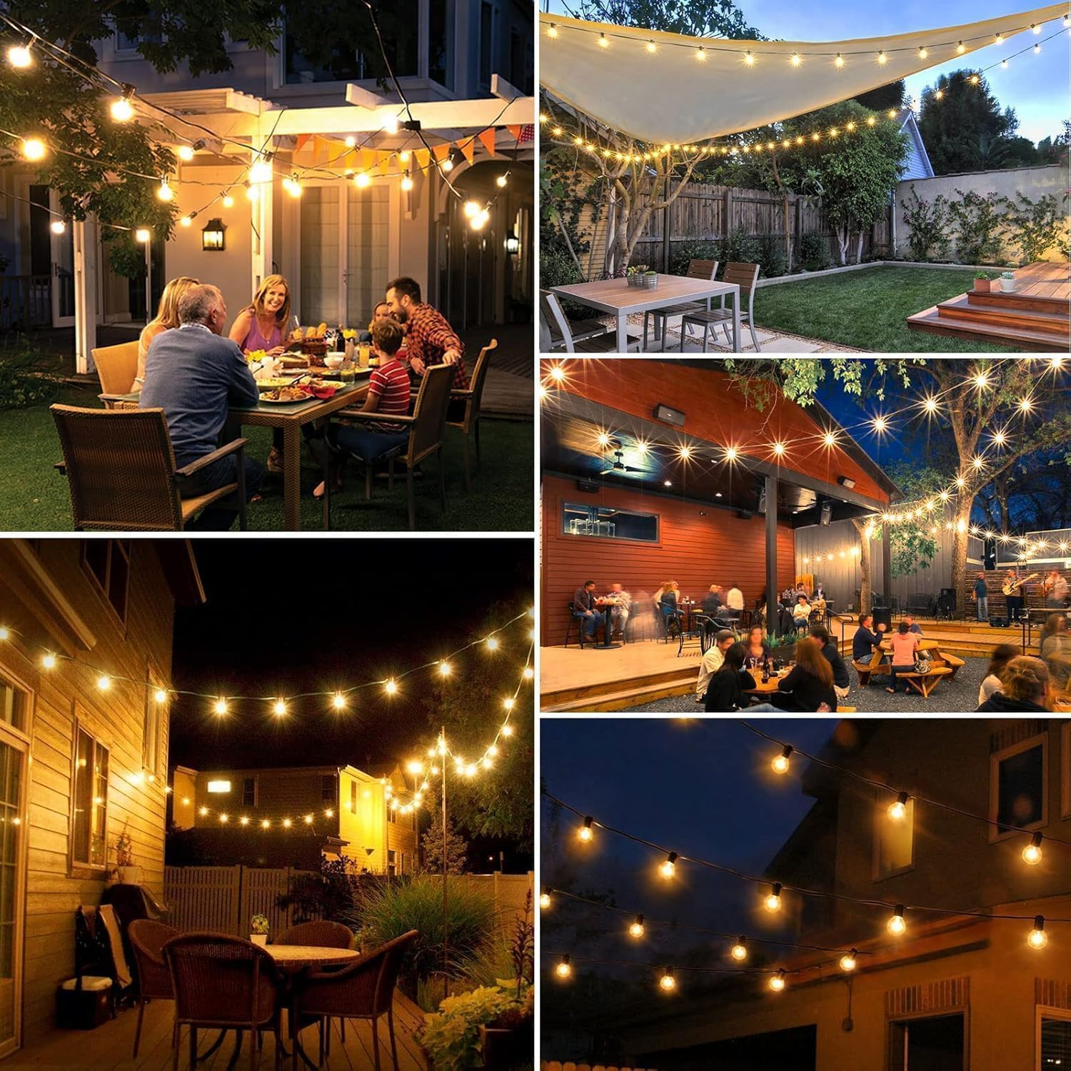 Detalle de Yuucio 60 m dimmbare Lichterkette für außen (G40) mit Fernbedienung, warmweiß 2700 K