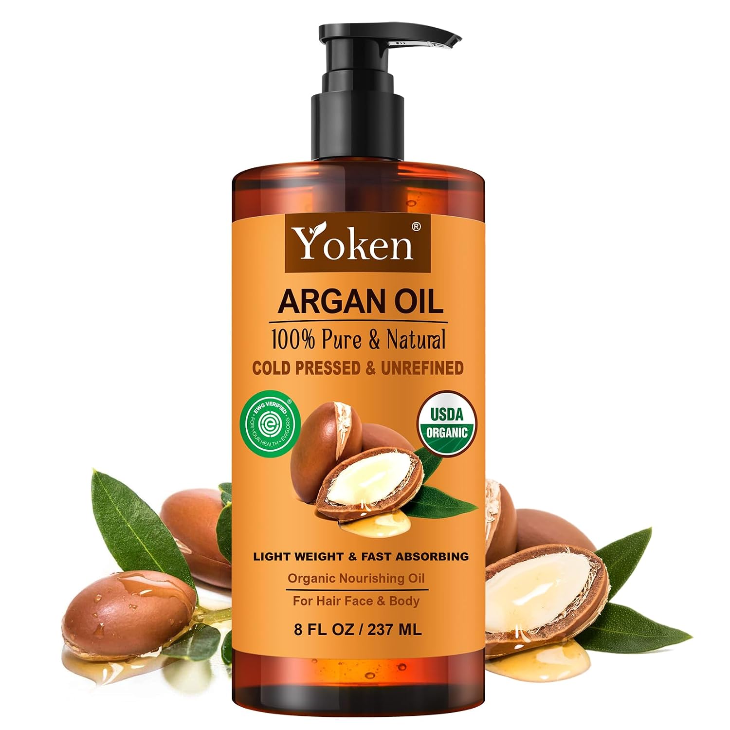Detalle de Yoken LWIBDY2S45 Argan Oil, 8 oz Cold-Pressed, Unrefined Moroccan Oil
