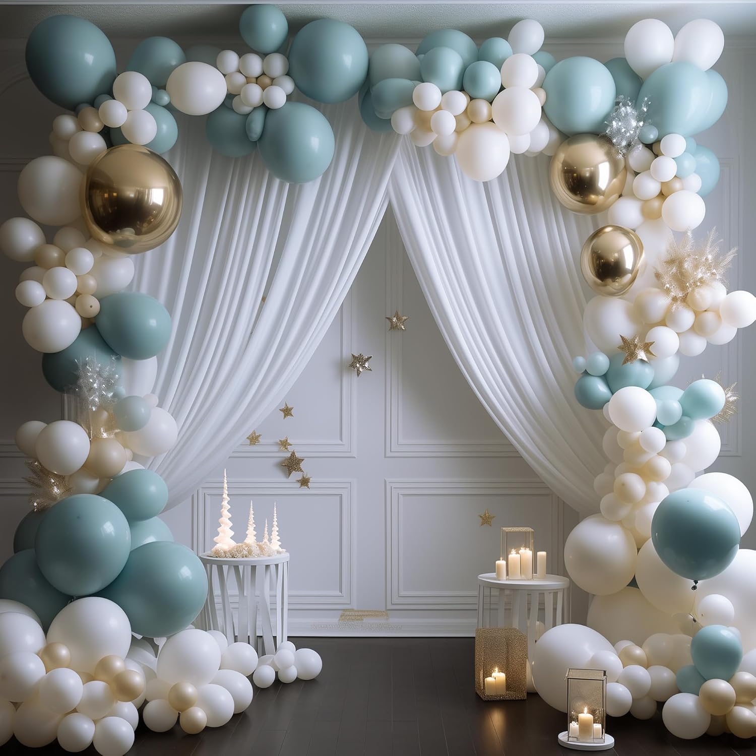 Detalle de Wokceer White 10x10ft Backdrop Curtain (2 Panels, 5x10ft Each) for Parties and Photoshoots