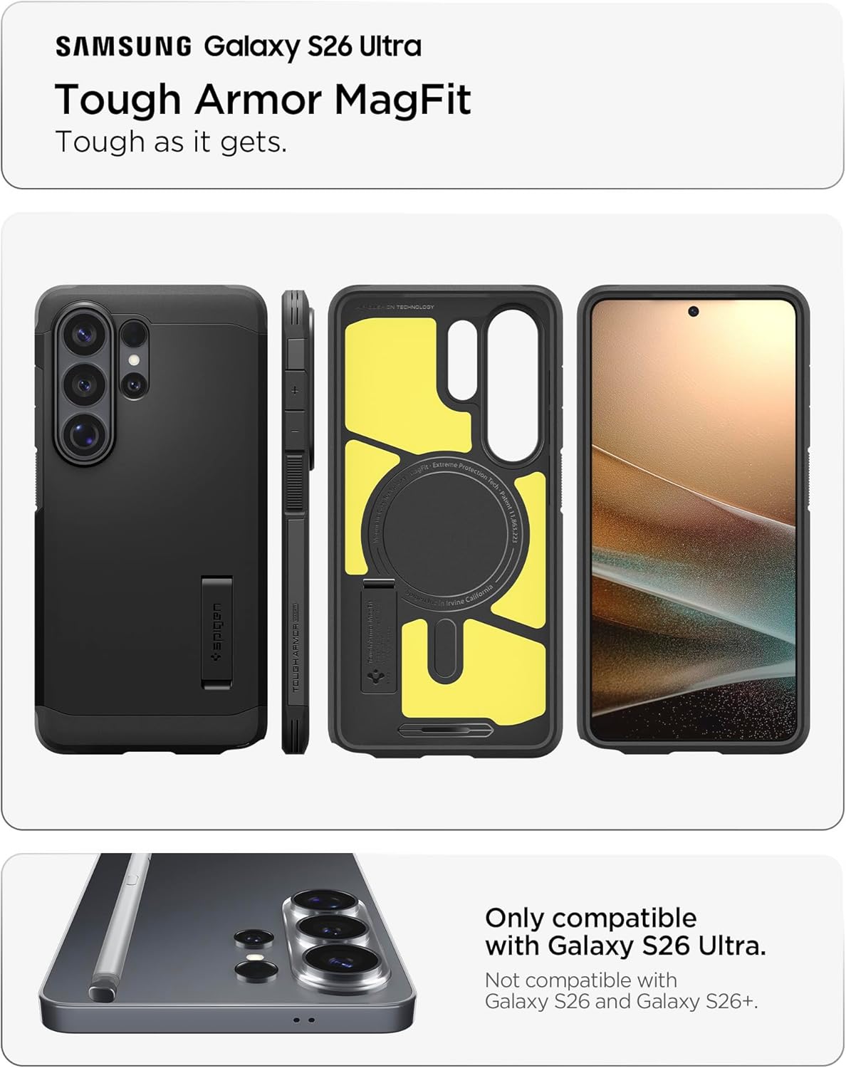 Thumbnail 1 de Spigen Tough Armor MagFit Case for Galaxy S26 Ultra (with Kickstand) – Black