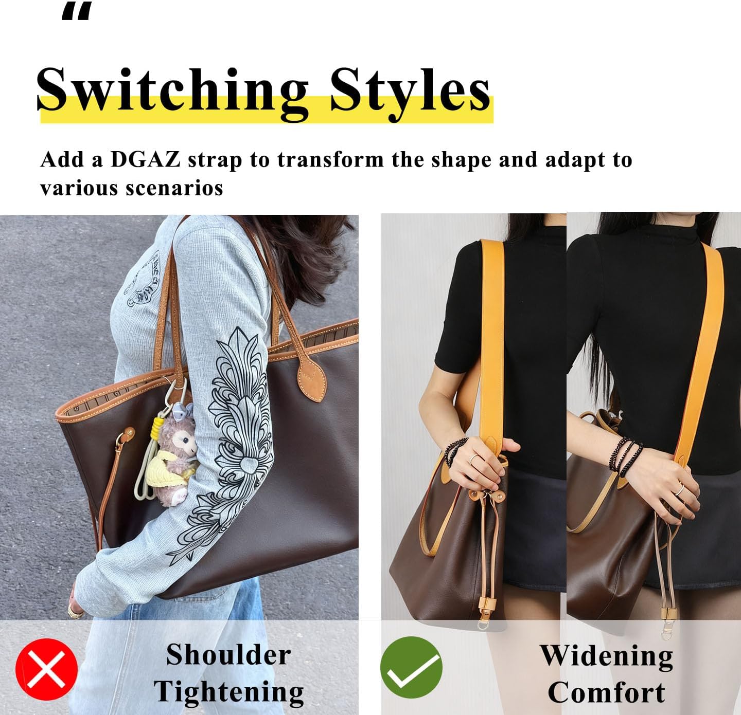 Detalle de DGAZ Vachetta Leather Shoulder Strap for Neverfull – 3.8 cm, 65 cm (Beeswax Finish)