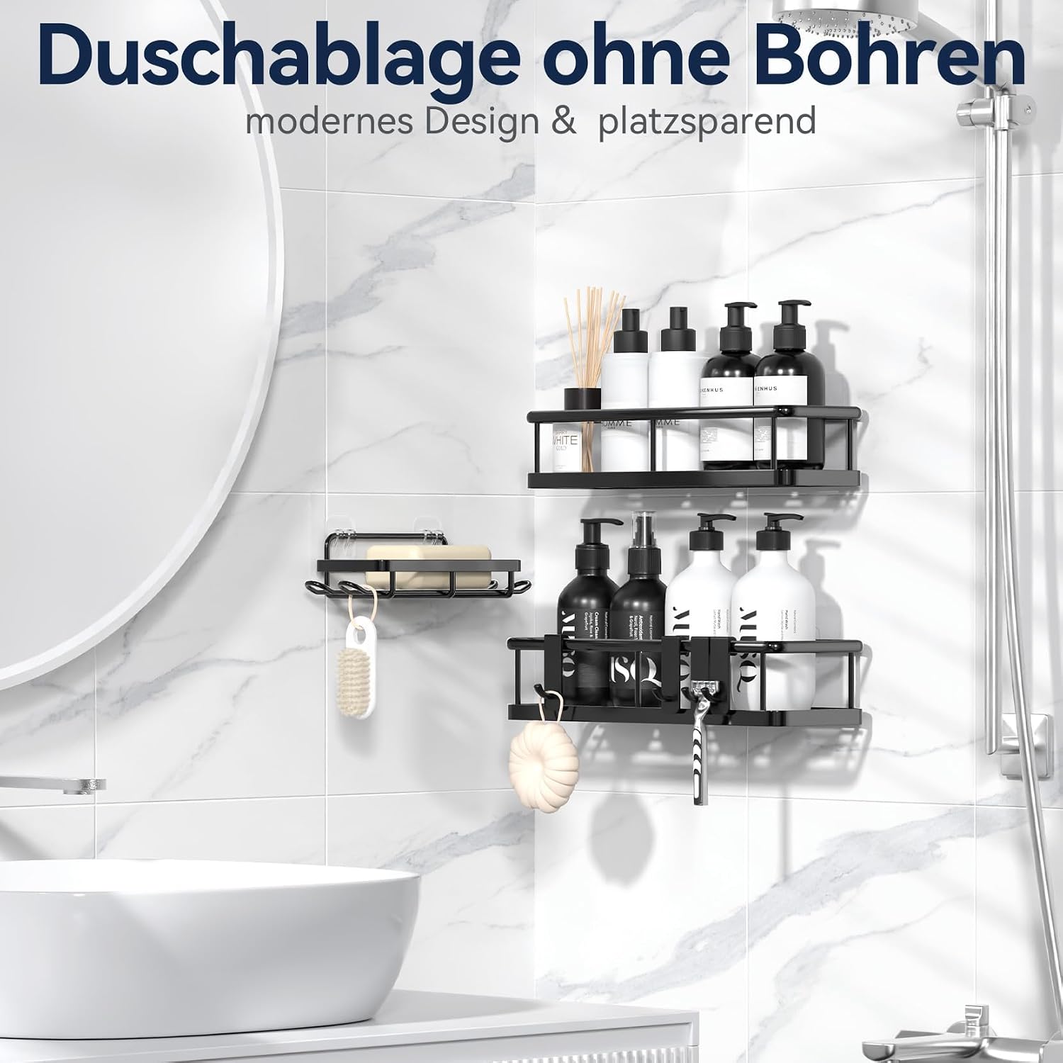 Detalle de YASONIC Duschregal ohne Bohren 3er Set