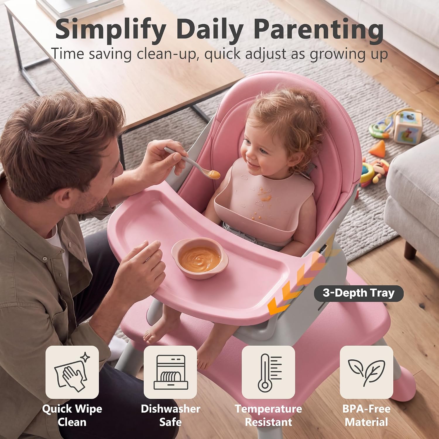 Thumbnail 2 de Kinder King 8-in-1 Baby High Chair with Adjustable Tray and Convertible Booster