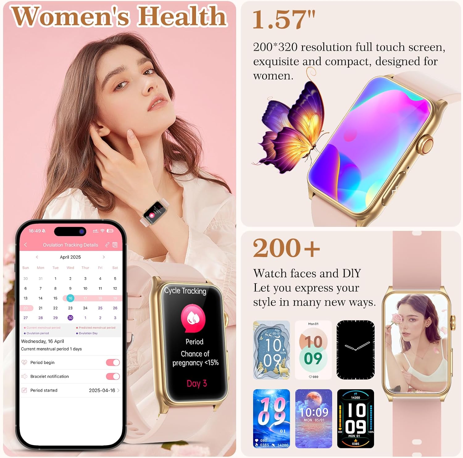 Thumbnail 4 de 2026 New Smartwatch for Women with ECG, BP, HR, Temperature & Sleep Monitor