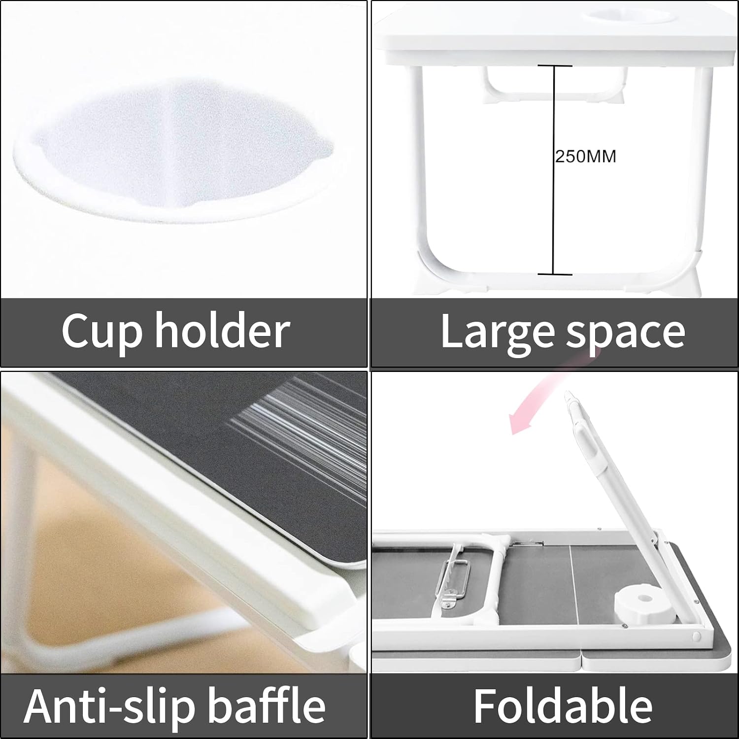 Thumbnail 6 de Laptop Desk with Foldable Legs & Cup Slot (White) – Bed Tray for Sofa, Bed, or Terrace