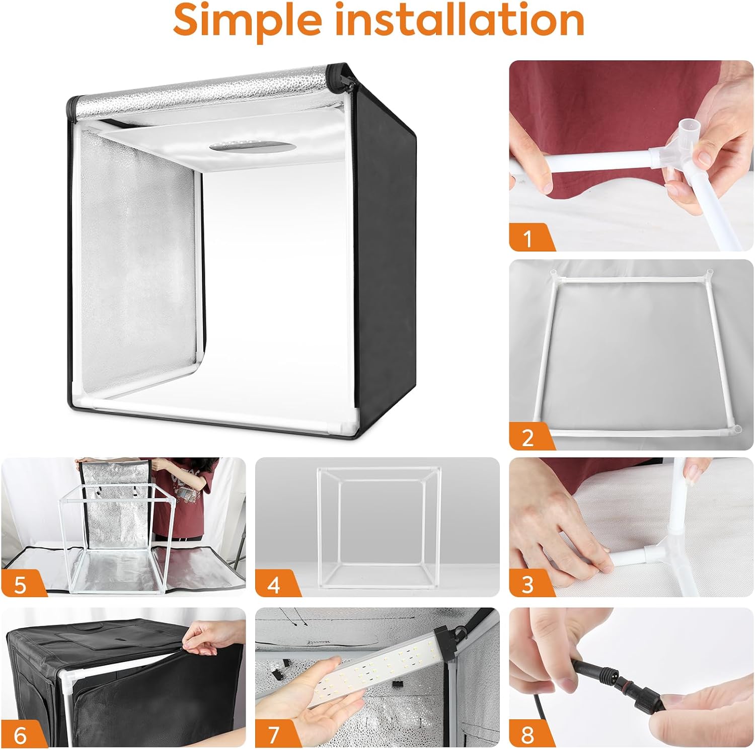 Thumbnail 5 de Bi-Colour LED Photo Light Box 80x80cm — Dimmable, High CRI Studio with 6 Backdrops