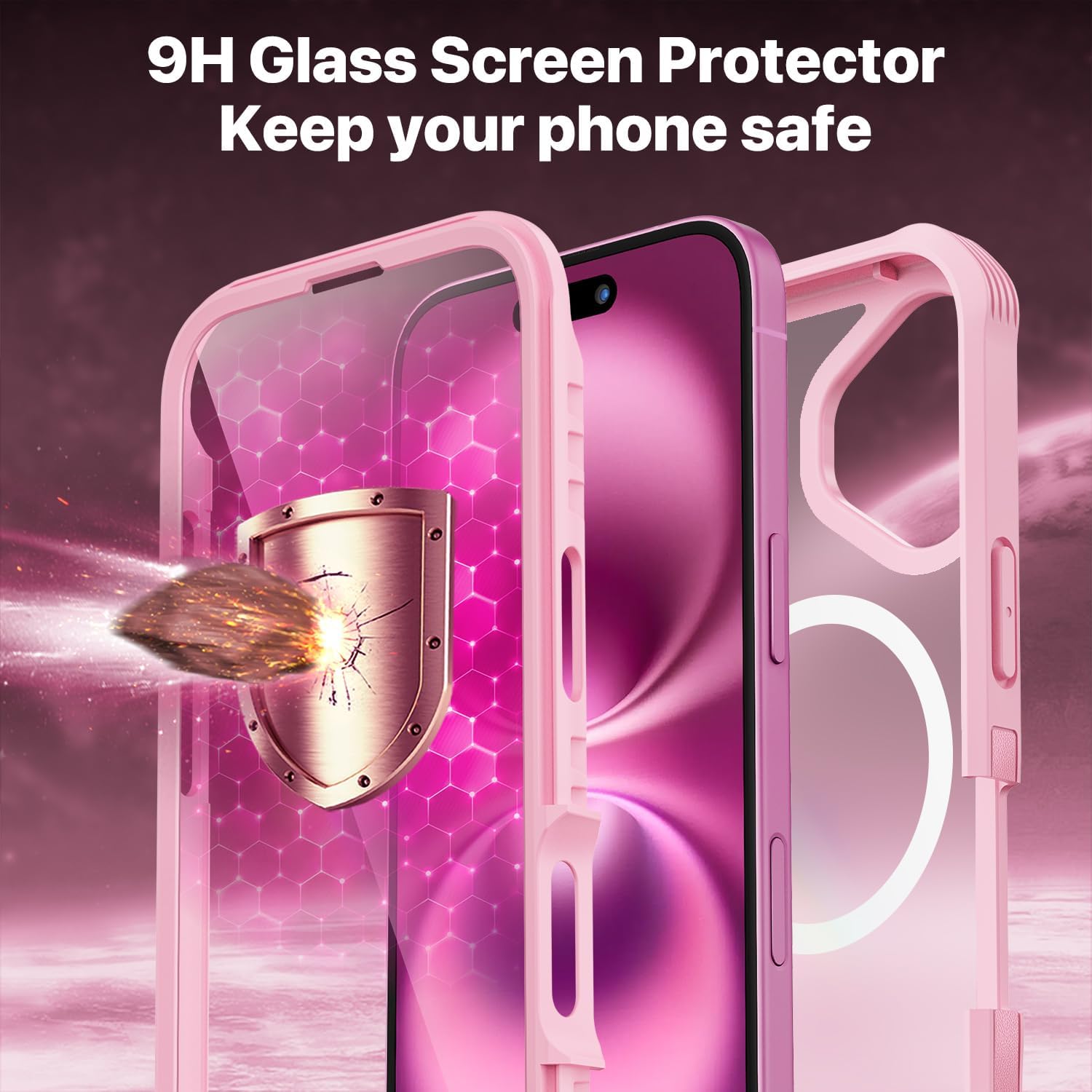 Thumbnail 2 de CENHUFO 360° Protection Case for iPhone 16 Plus with Built-in 9H Glass Screen Protector and Camera Lens Shield