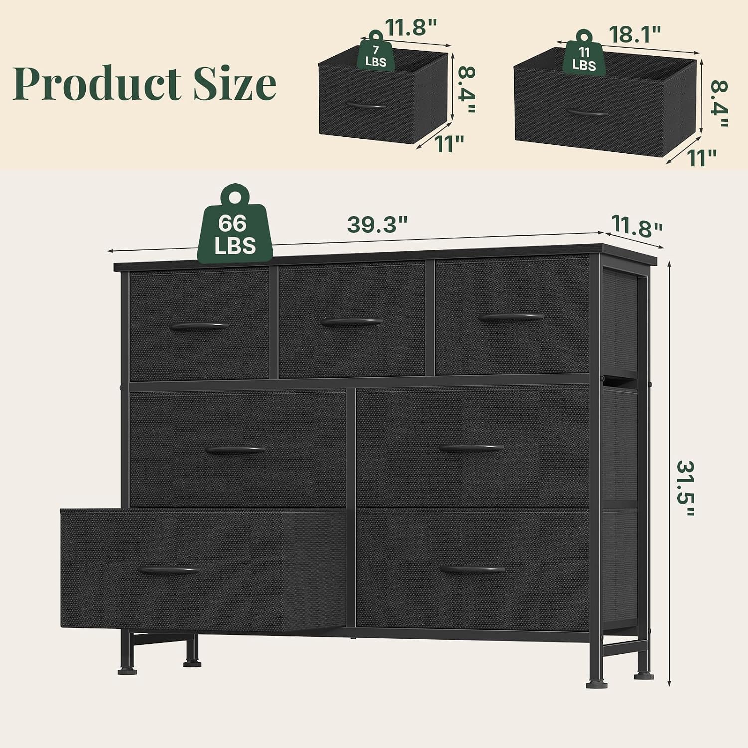 Thumbnail 2 de HAPPYMONT Fabric Dresser with 7 Drawers