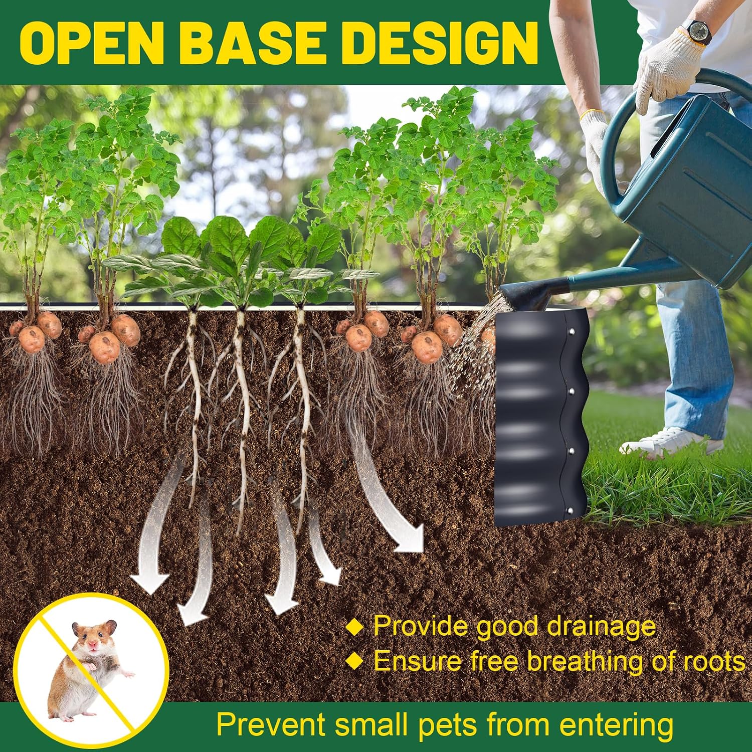 Detalle de Ergohortus Raised Beds for Garden: Set of 2 galvanised metal planters, 120x60x30 cm