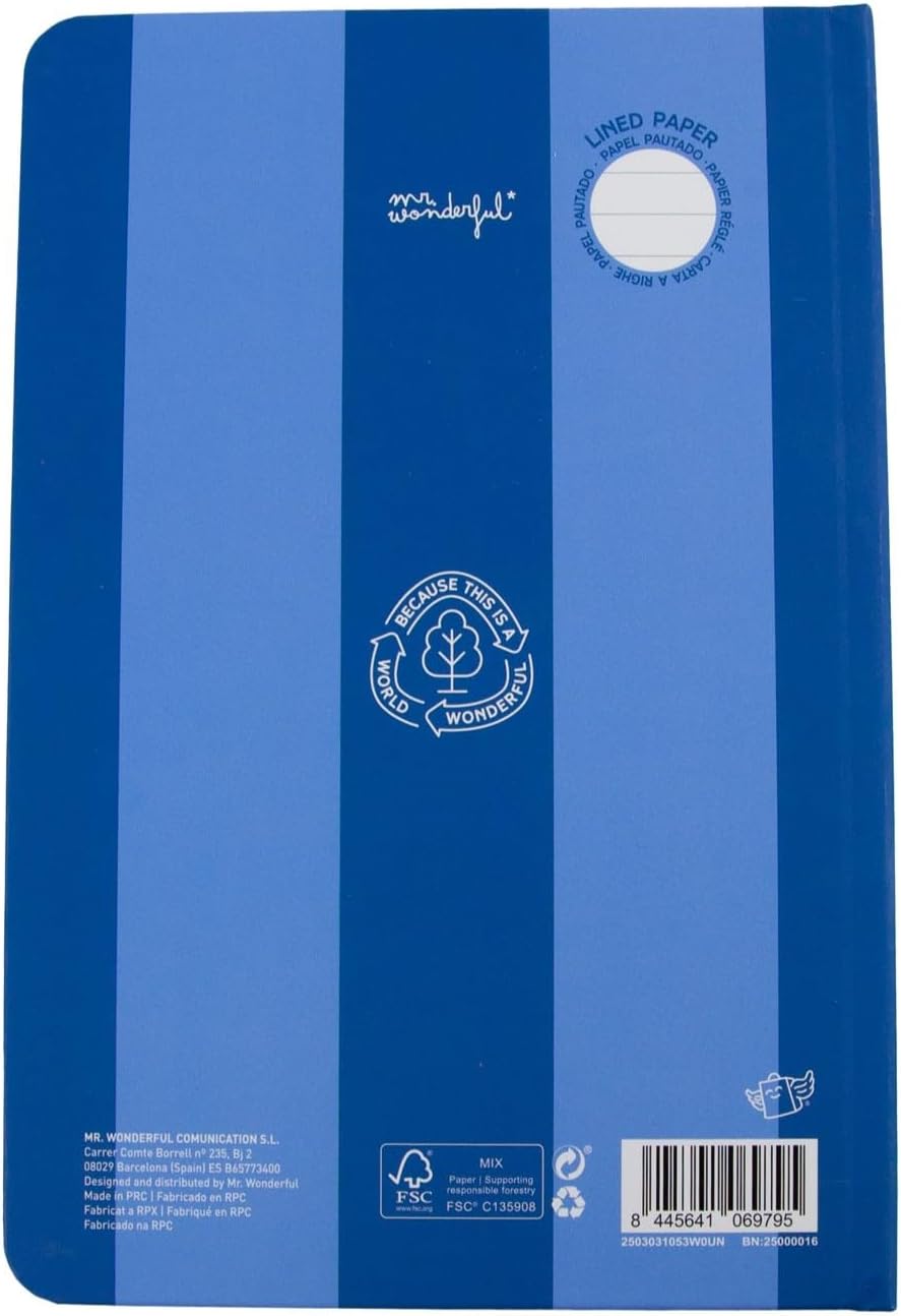 Thumbnail 1 de Mr Wonderful – Carnet A5 avec support bleu et pochette pour téléphone portable, 120 pages lignées