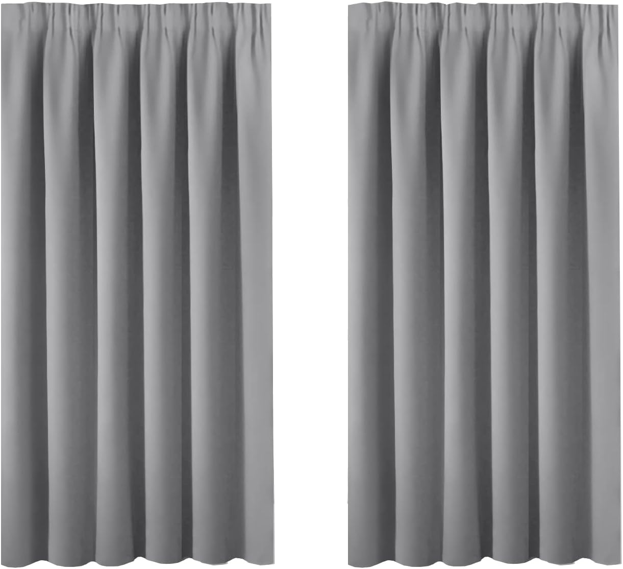 Detalle de BellaHills Blackout Thermal Insulated Pencil Pleat Curtains (Grey) – 2 Panels, 46 x 54 Inch