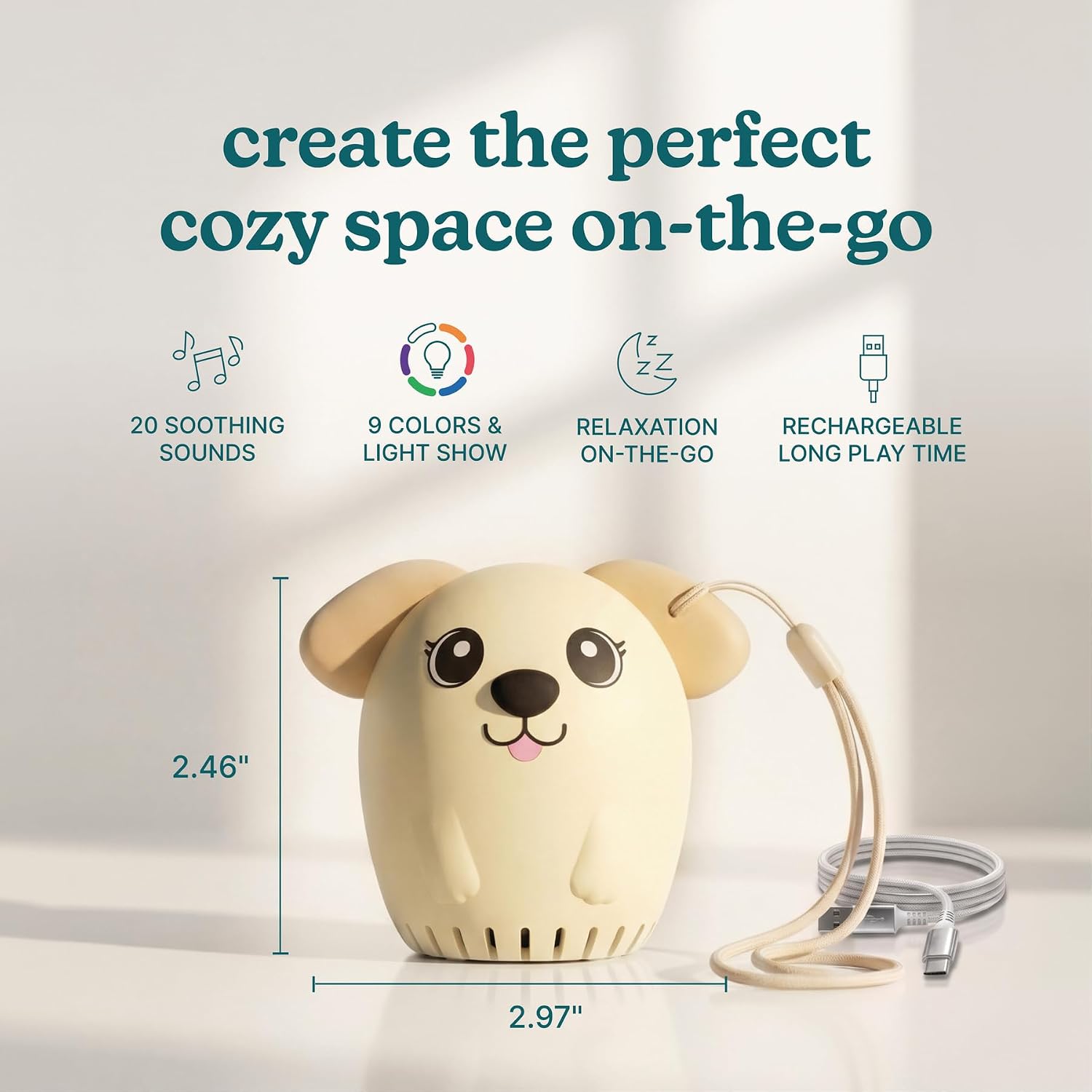Detalle de Homedics SS-1100 Portable Sound Machine, Dog Design, 20 Sounds, 9-Color Light