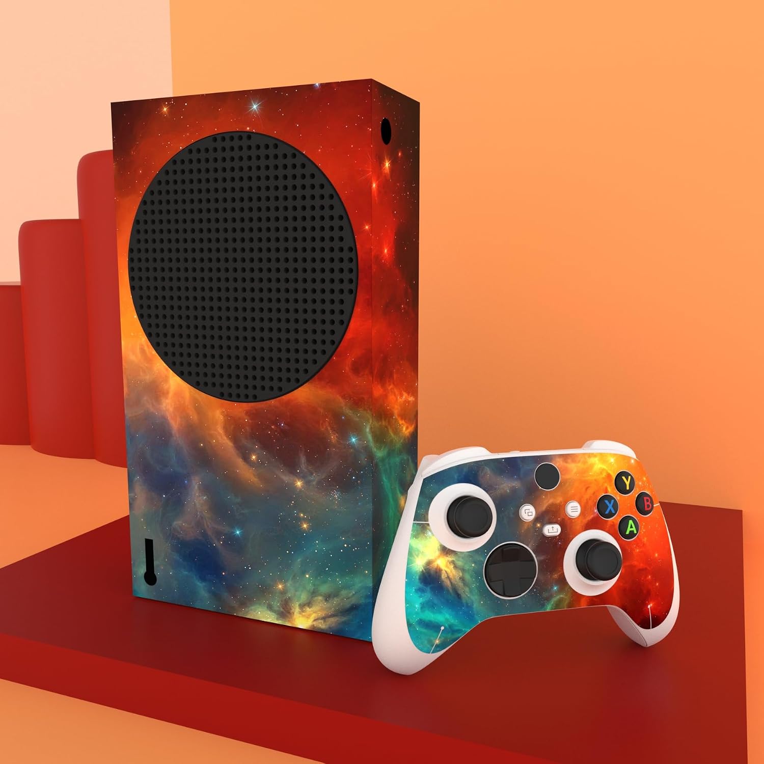 Thumbnail 4 de playvital Orange Star Universe vinyl skin for Xbox Series S