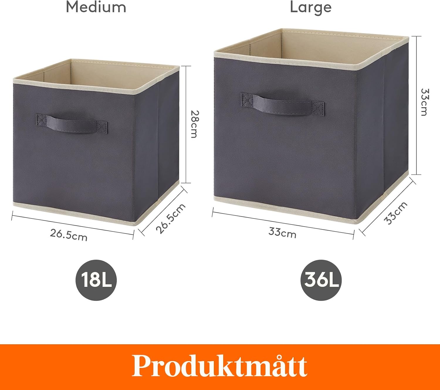 Detalle de Lifewit 23075 hopfällbara förvaringskuber, 12-pack, grå, 33 x 33 x 33 cm