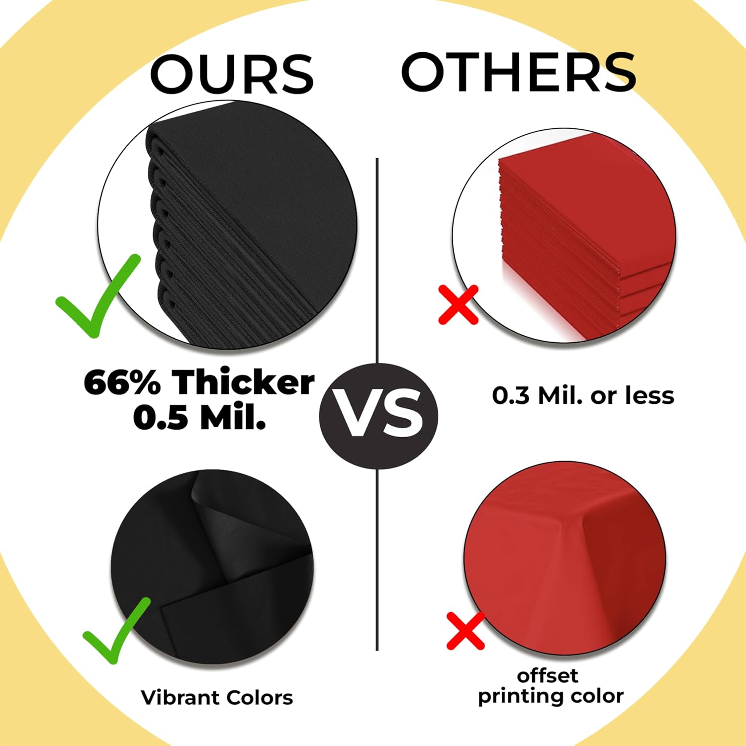 Thumbnail 1 de Exquisite 66% Thicker Premium Black Plastic Tablecloths – 12 Pack, 54" x 108" (0.5 mil)