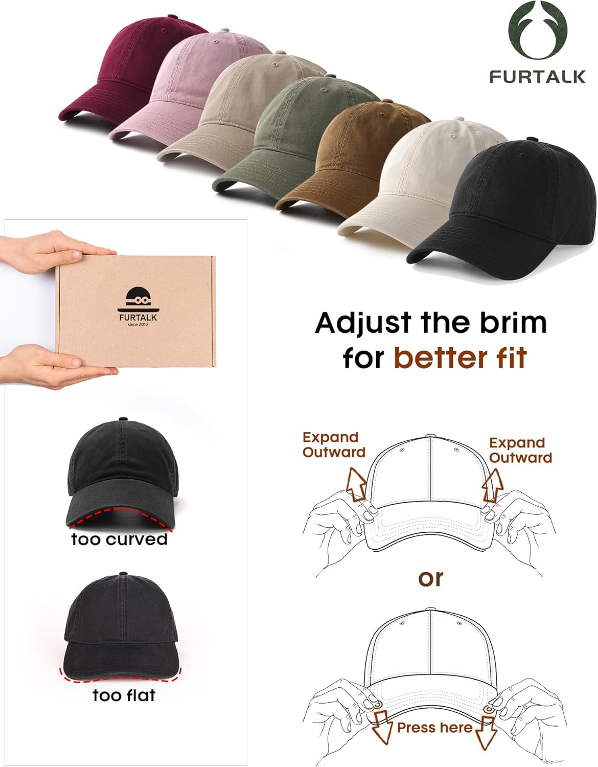 Thumbnail 5 de FURTALK Unisex Vintage Washed Unstructured Baseball Cap
