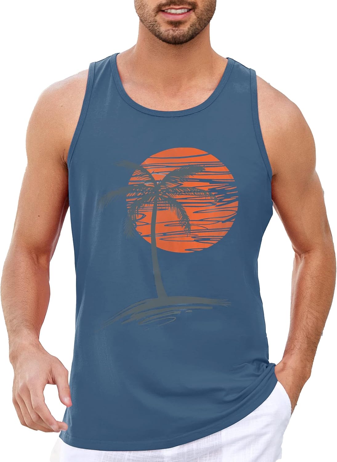 Thumbnail 5 de Runcati Printed Tank Top Herren – Ärmelloses Fitness-Shirt aus Baumwolle mit Vintage Druck