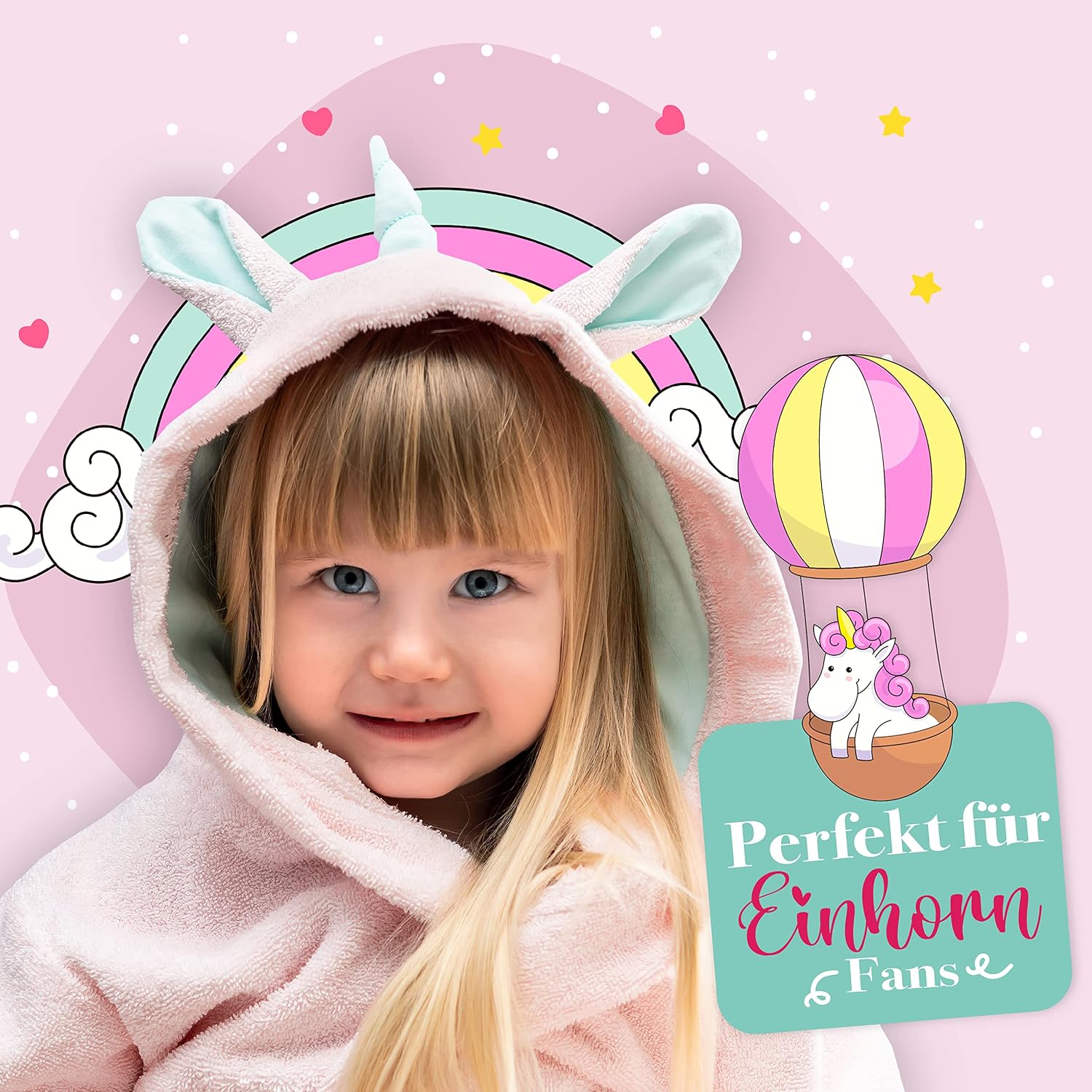 Thumbnail 6 de Twinzen Kinderbademantel Einhorn 100% Baumwolle