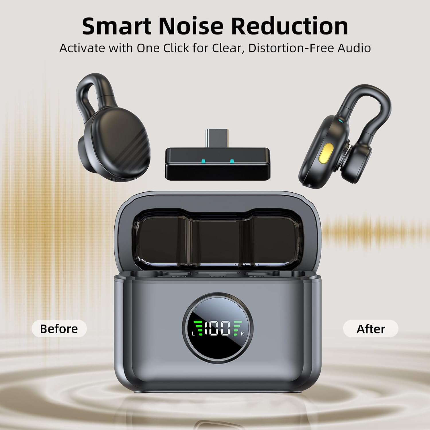 Detalle de TXTUNE K28 Wireless Lavalier Microphone with USB-C and Charging Case