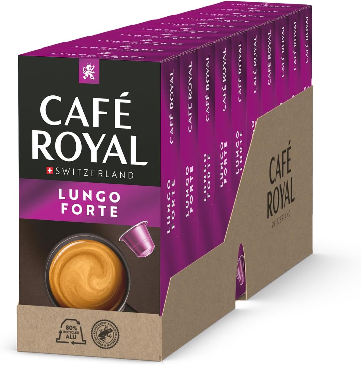 Detalle de Café Royal Lungo Forte – Capsules compatibles Nespresso, 100 capsules