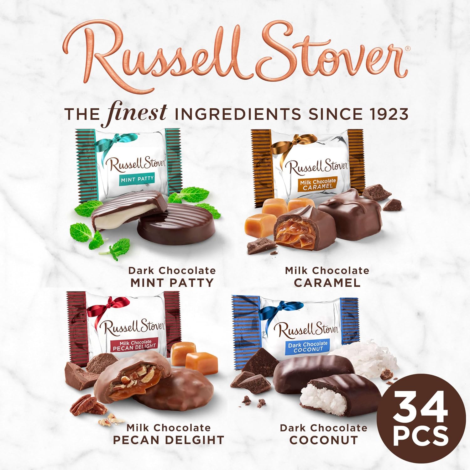 Detalle de Russell Stover 9795 Assorted Chocolates, 18.4 oz Bag, 4 Varieties