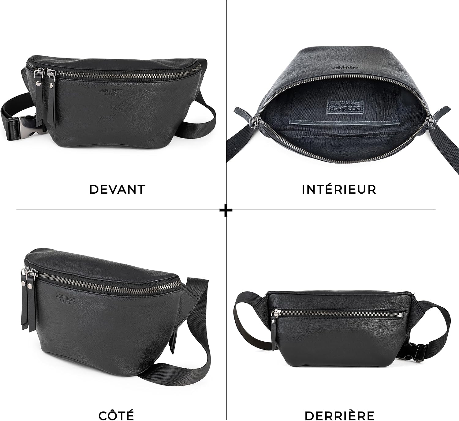 Detalle 2 de Berliner Bags Noah Sac Banane en Cuir Noir