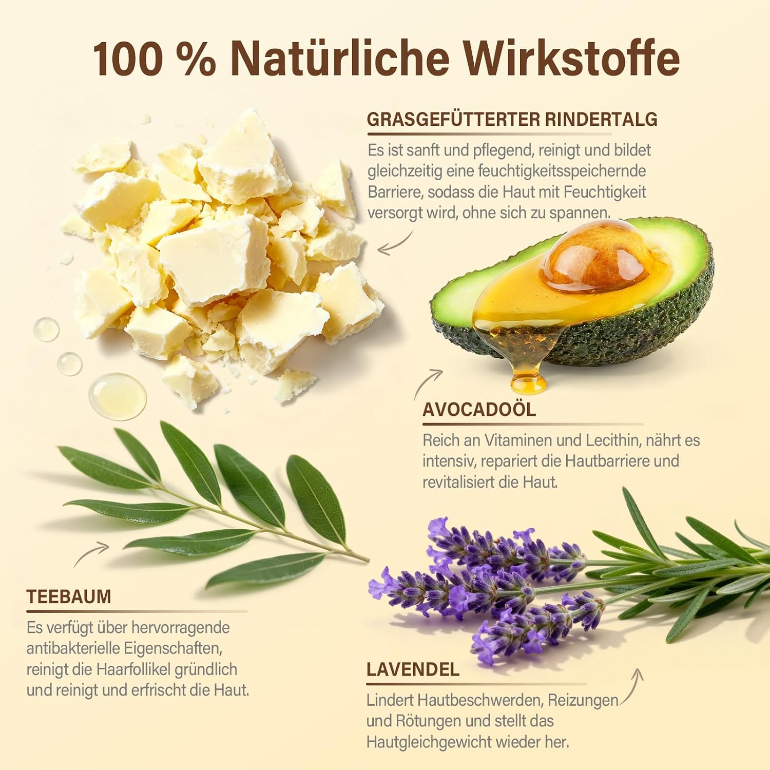 Detalle de Beef Tallow Soap – Duftlose Talgseife, 3 × 100 g, natürlich grasgefüttert