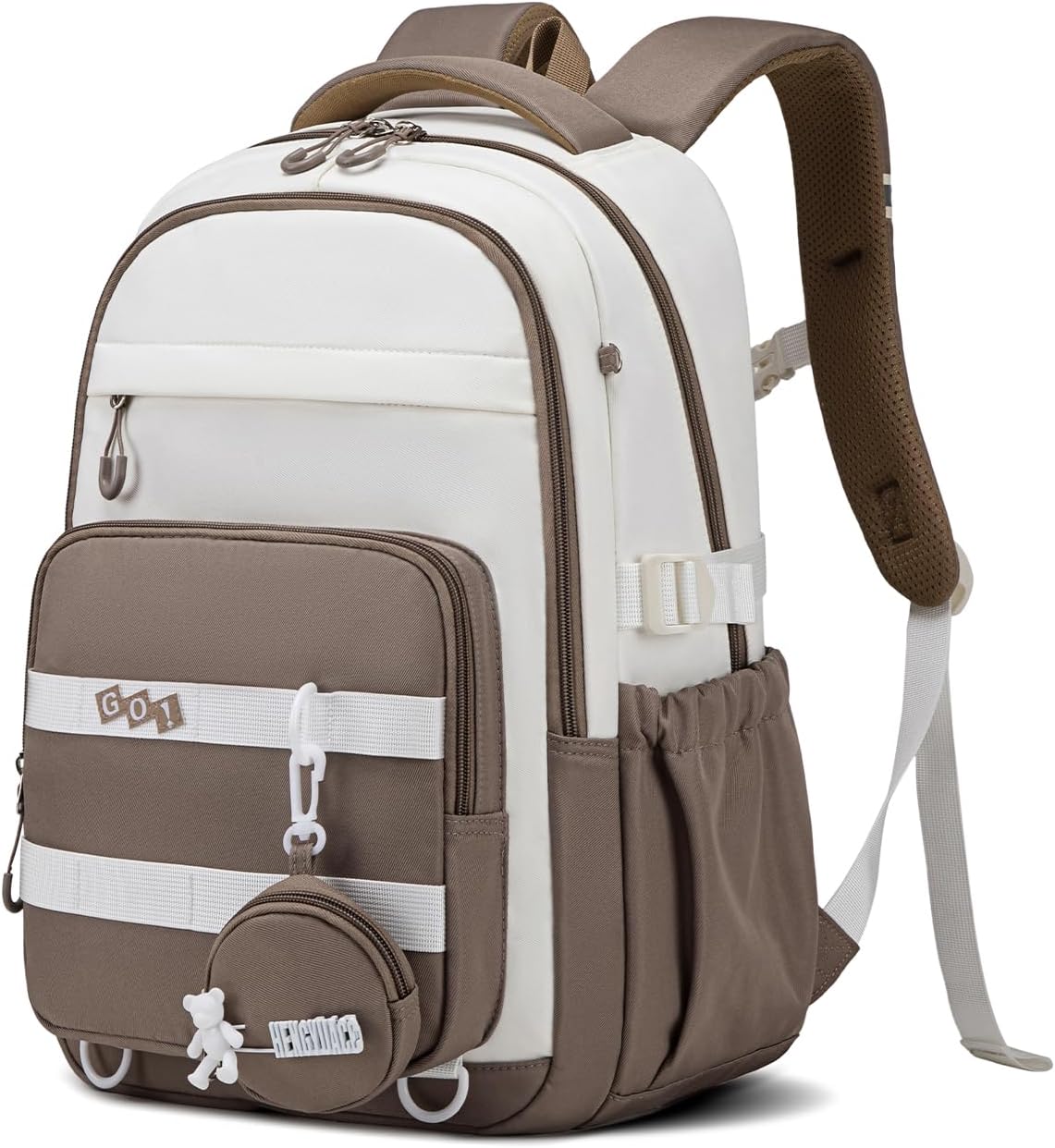 Detalle de Amythe Sac à Dos Filles Primaire et Collège – Cartable imperméable 15,6", 25 L, Marron