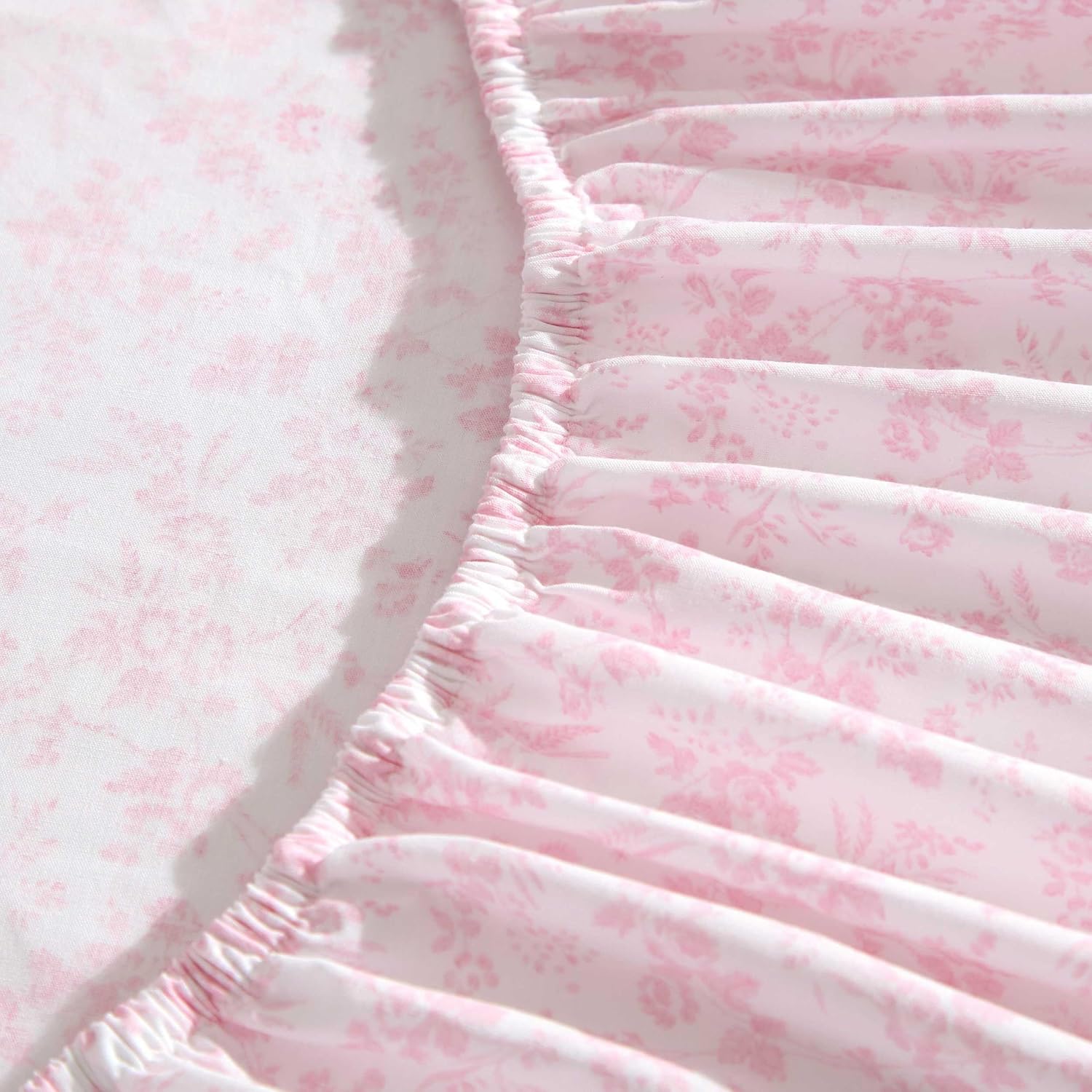 Detalle 2 de Laura Ashley Twin XL Sheet Set - Crisp 100% Cotton Percale with Deep Pockets (Floral Toile Pink)