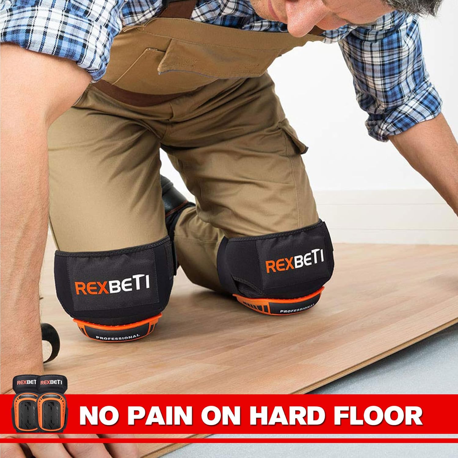 Detalle 2 de REXBETI Anti-Slip Construction Knee Pads with Gel and Foam Cushioning