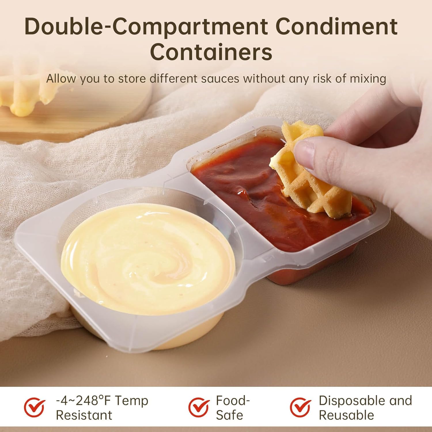 Thumbnail 2 de ABEJFIC Double Compartment Condiment Containers 15 🍽