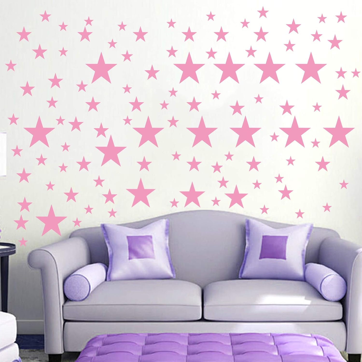 Thumbnail 2 de Quanyuchang 110Pcs Stars Wall Decal Vinyl Sticker (Pink) – Removable Nursery and Kids’ Room Décor