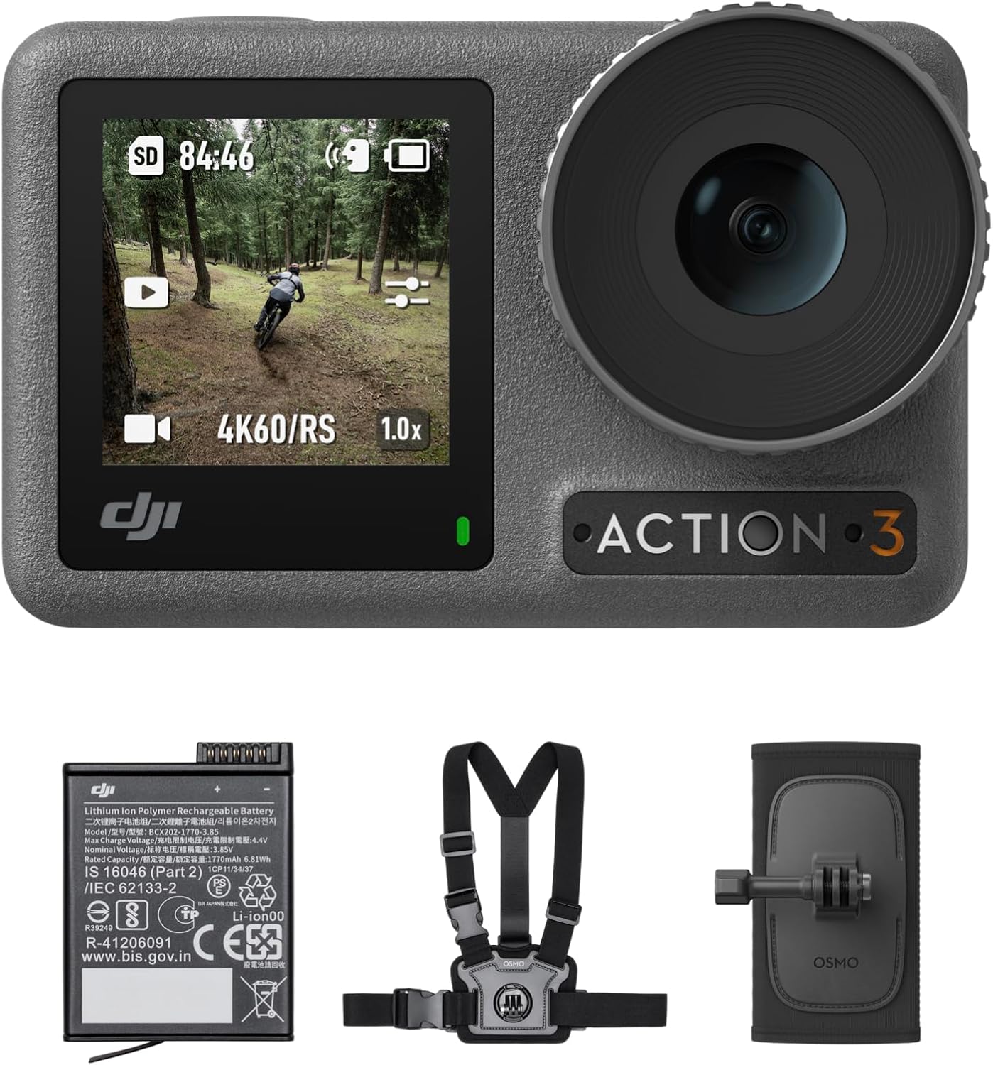 Thumbnail 6 de DJI Osmo Action 3 Combo Standard: action cam 4K con horizon stabilizzato, dual touchscreen e impermeabile a 16 m
