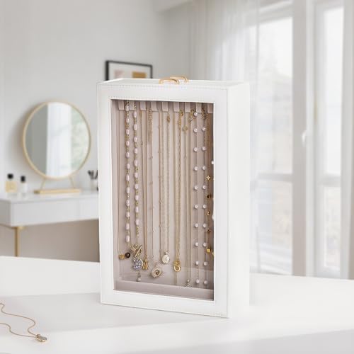 Thumbnail 4 de Lolalet Necklace Organizer Box: 2‑Layer Jewellery Display Case in White