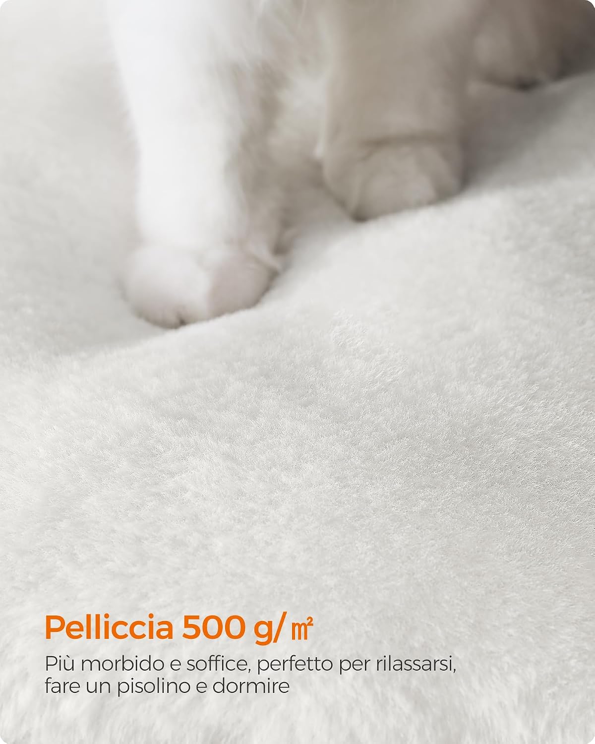 Detalle 2 de Feandrea Tiragraffi, Albero per Gatti di Truciolato Alto 86 cm con Grotta, Postiovaie e Collone in Sisal – Grigio Nebbia