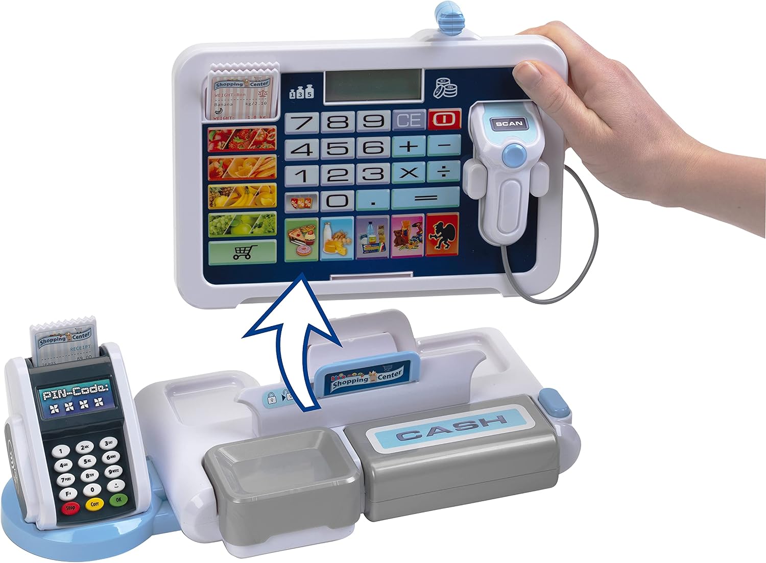 Detalle de Theo Klein 9324 Caisse enregistreuse électronique avec écran amovible et accessoires — jeu de rôle pour enfants