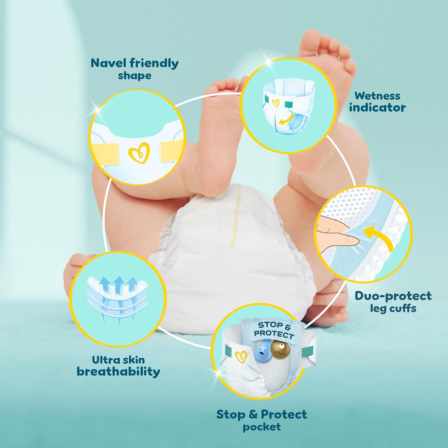 Detalle de Pampers New Baby Nappies Size 1 + Wipes