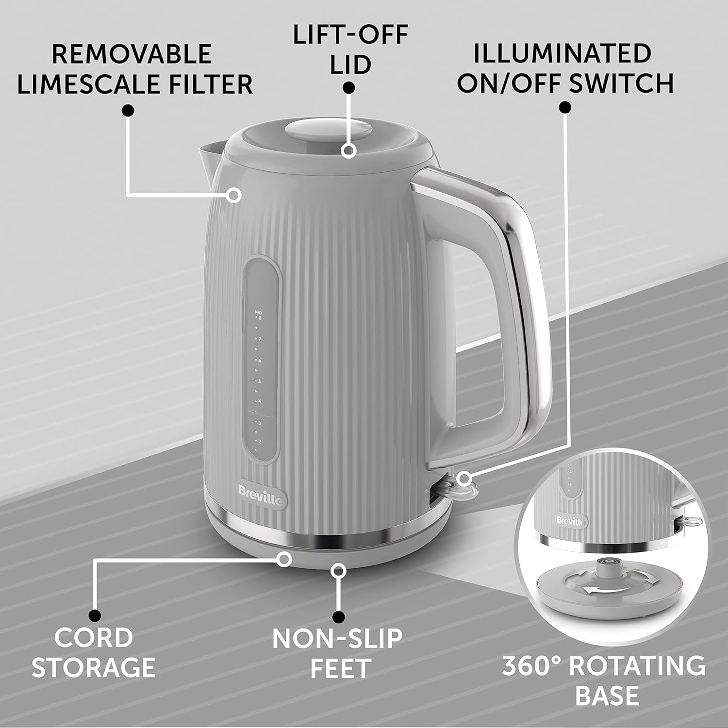 Thumbnail 4 de Breville Bold Ice Grey Electric Kettle 1.7L 3kW