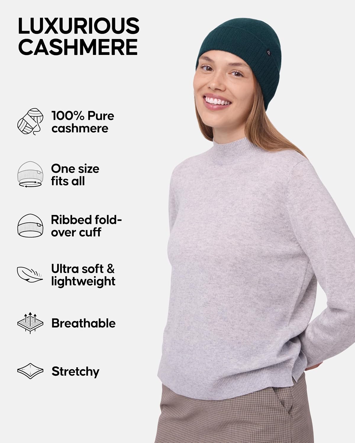 Detalle 1 de DANISH ENDURANCE 100% Cashmere Beanie — Unisex hat 🧣