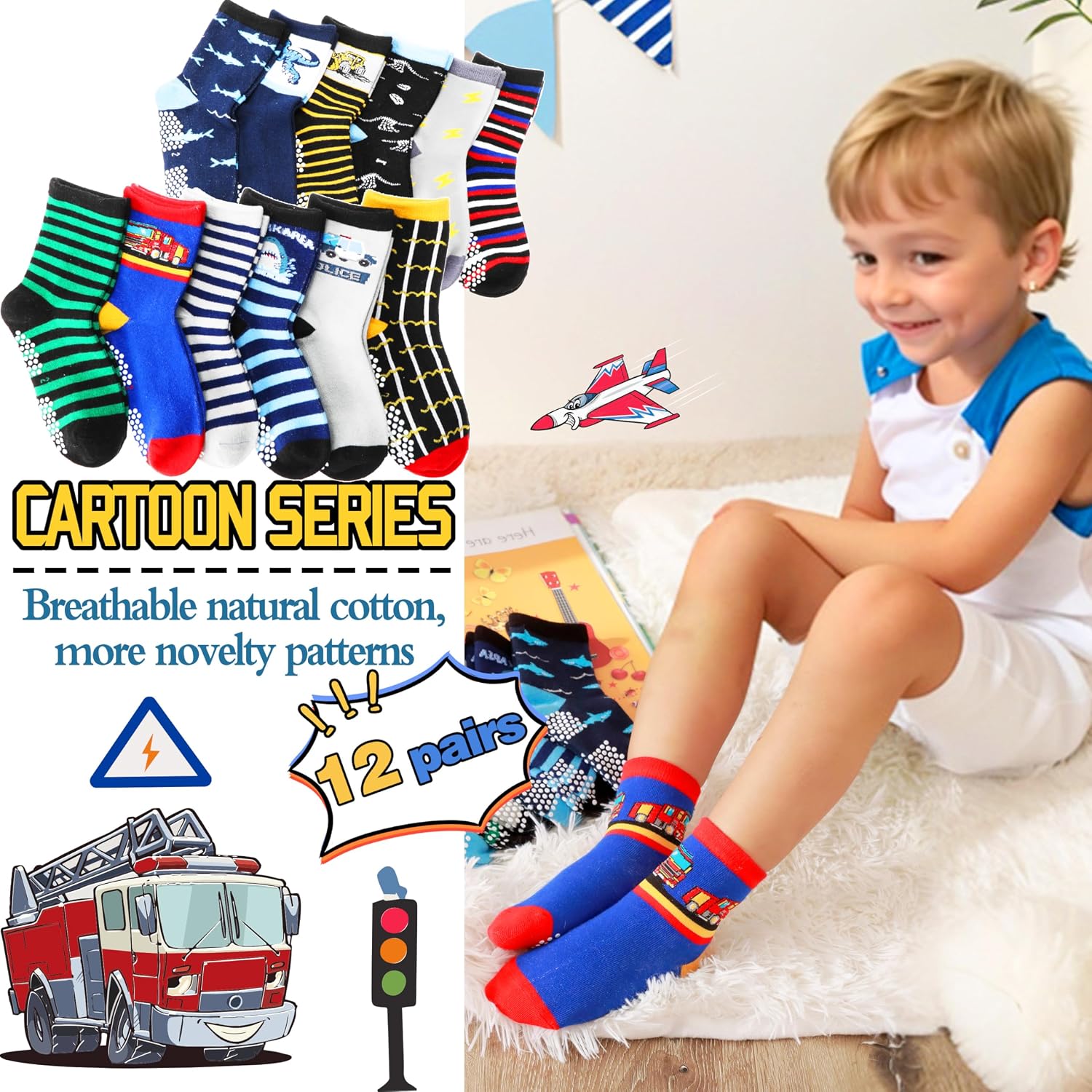 Detalle de Welwoos grips socks, 12 pairs toddler
