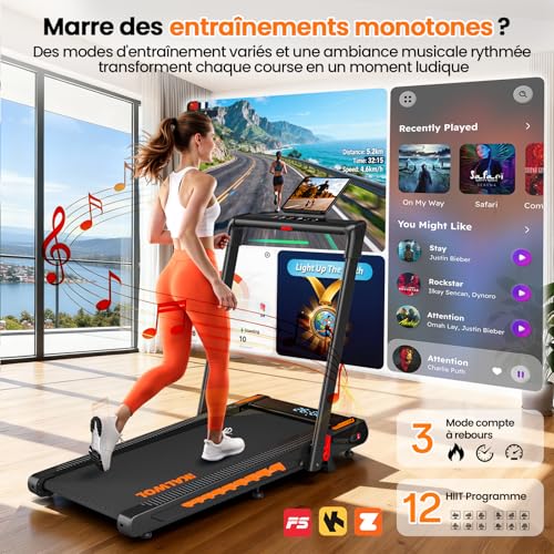 Detalle de Tapis de Course 6 en 1 Kalwol: pliable, inclinable à 10% et haut-parleur intégré