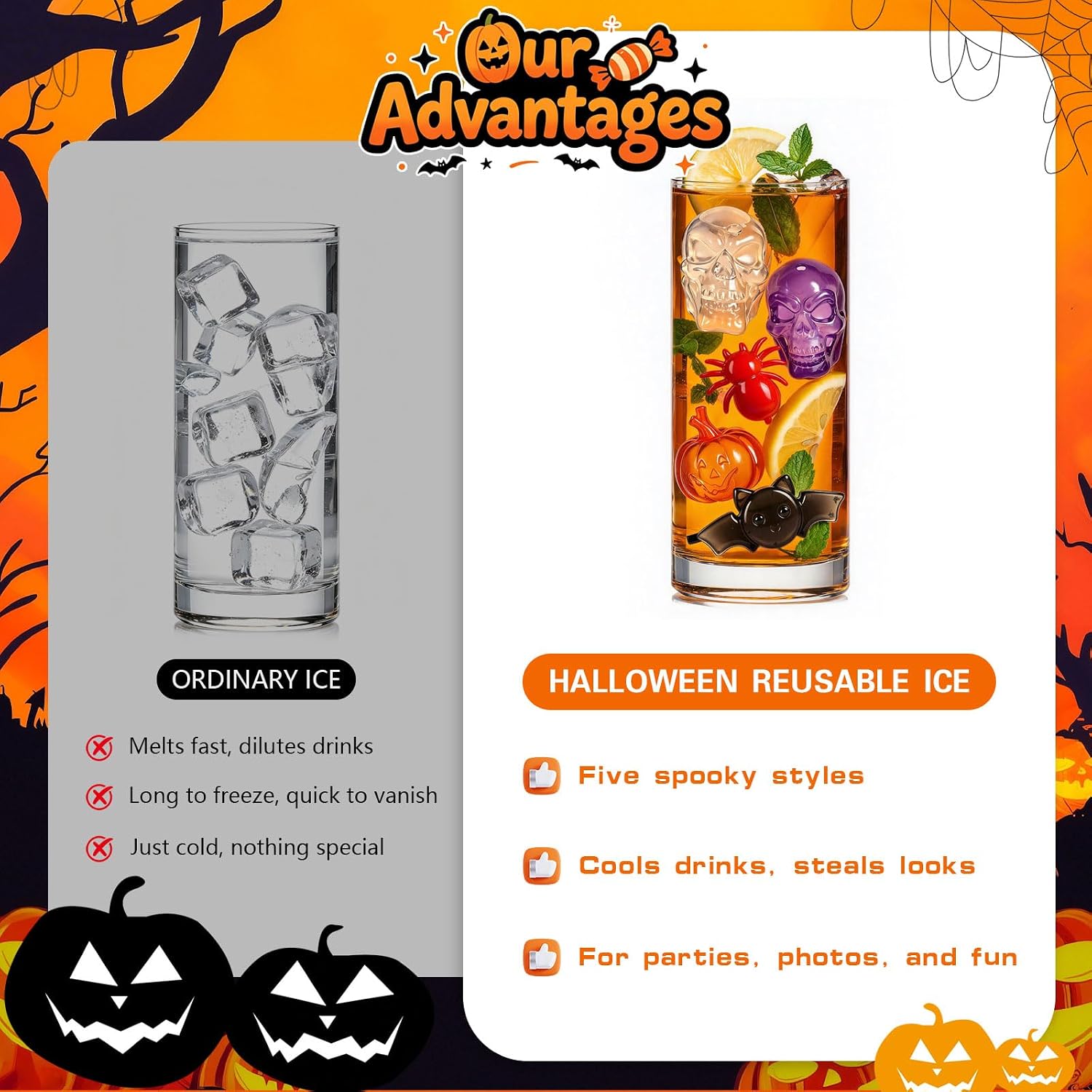 Detalle 1 de Reusable Halloween Ice Cubes, 260-Piece Set