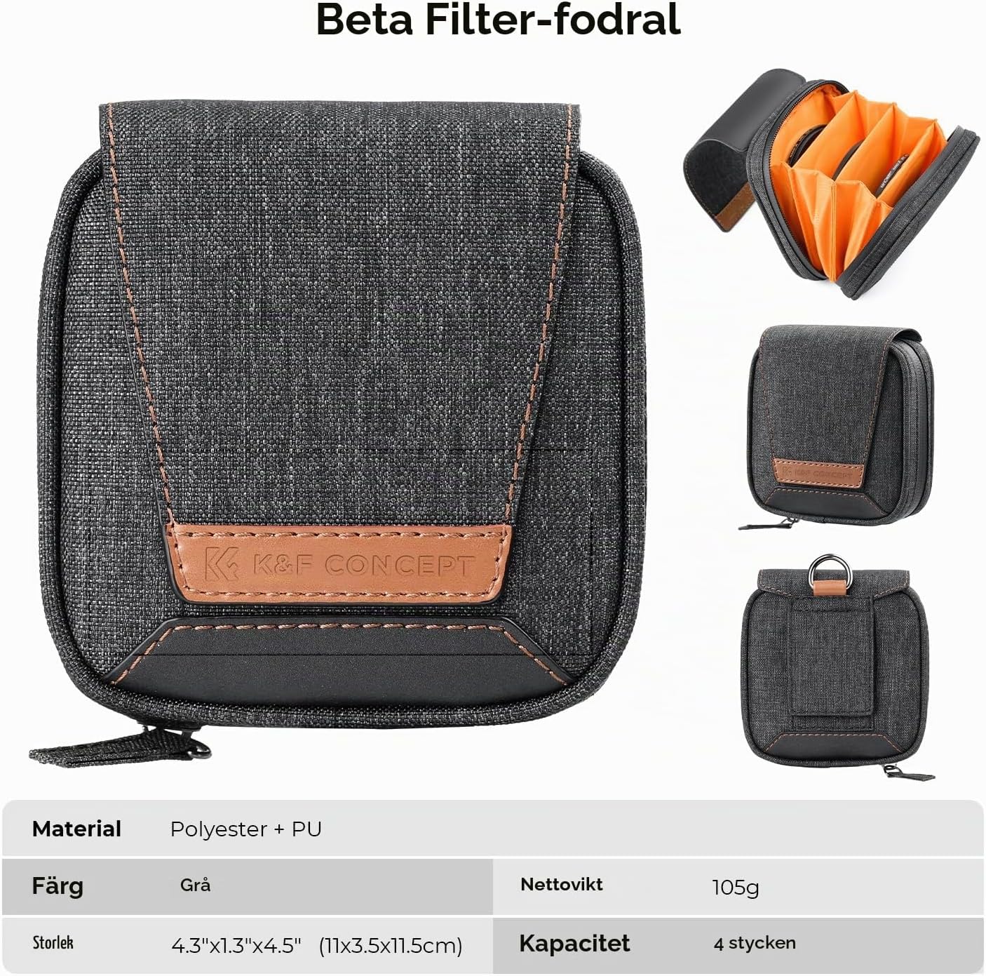 Detalle de K&F Concept filterfodral för fyra objektivfilter upp till 95 mm