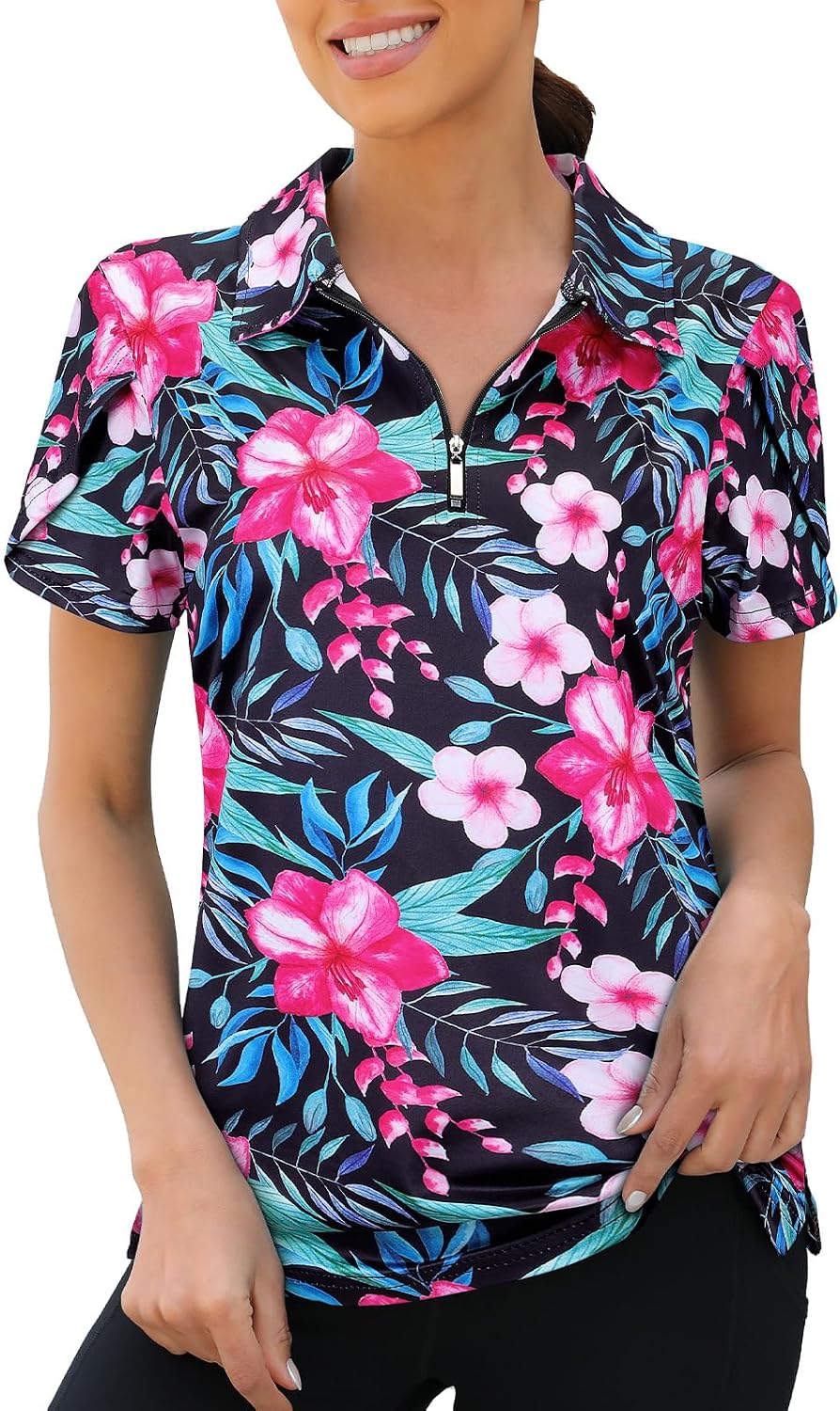 Thumbnail 6 de Viracy Women’s Golf Polo Shirt, 1/4-Zip, Overlap Sleeves and Quick-Dry Stretch