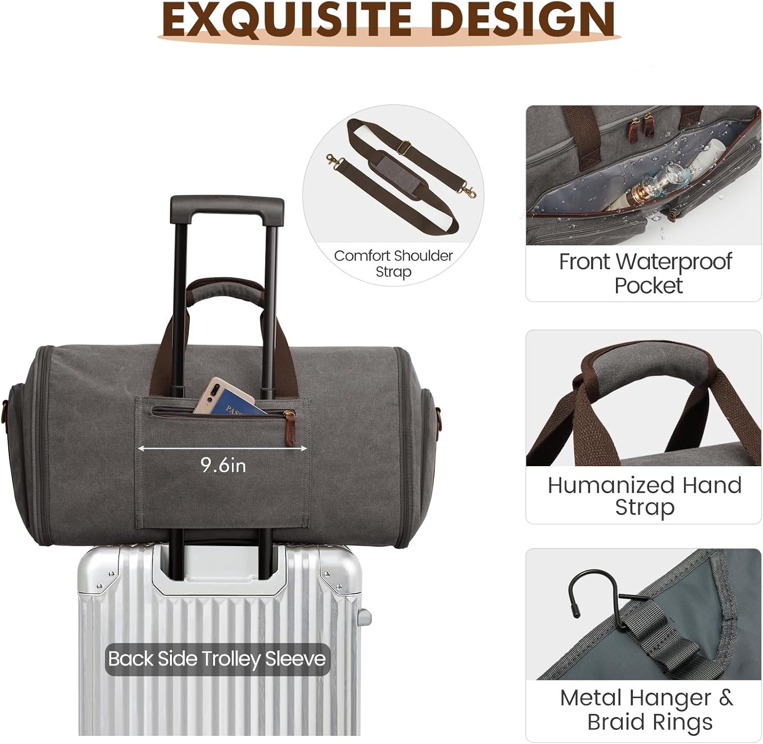 Thumbnail 3 de S-ZONE borsa da viaggio 3 in 1 convertibile con scomparti per indumenti, scarpe e beauty case