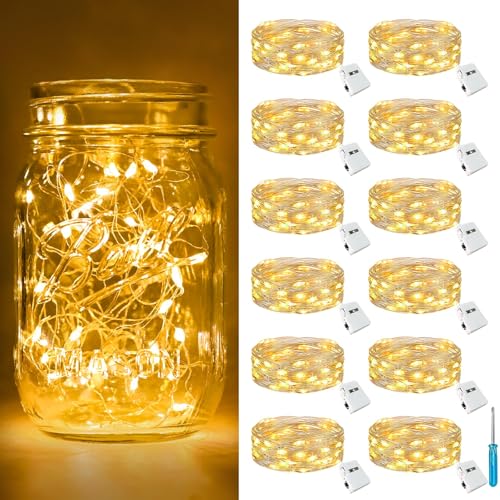 Detalle de btfarm LED-Lichterkette 12er Set – 2 m, 20 LEDs pro Strang, batteriebetrieben, 3 Modi, IP65
