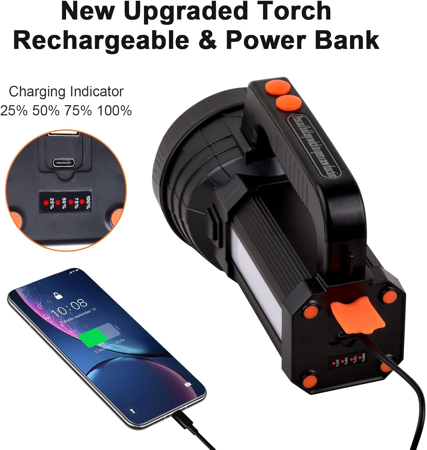Detalle de ERAY 9600mAh 10000 Lumen Rechargeable Torch
