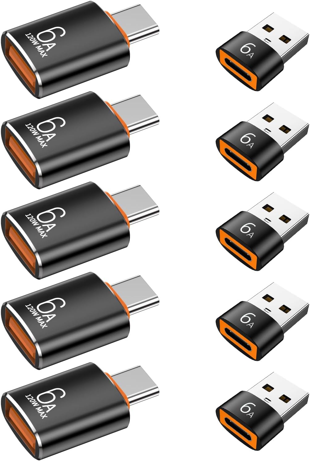Detalle de 10-Pack USB-C to USB Adapter (USB 3.1) & USB-C Charger Cable Adapters, 10Gbps/120W